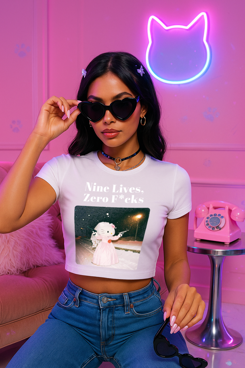 Nine Lives, Zero F*cks | Baby Tee | KittyKat