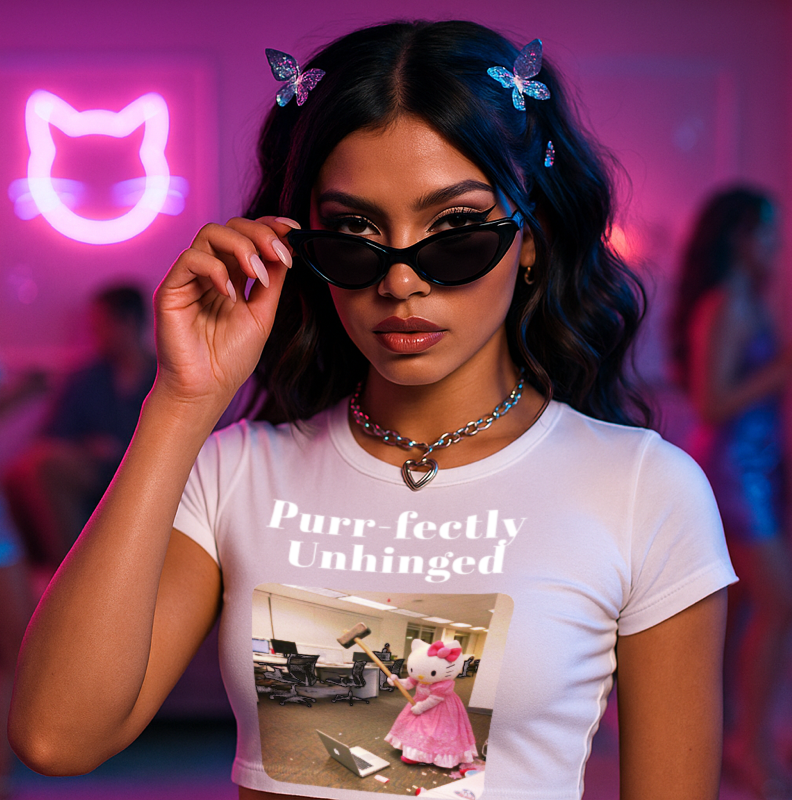 Purr-fectly Unhinged | Baby Tee | KittyKat